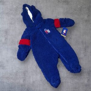 NEW NBA Philadelphia 76ers Fleece Hooded Jumpsuit Romper Baby 3-6M Newborn